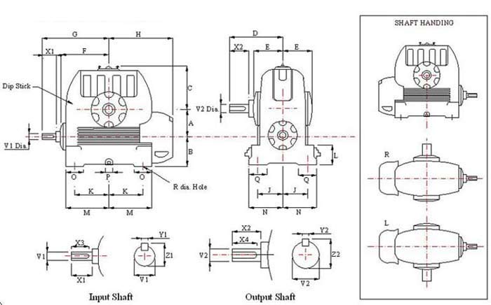Horizontal Worm Gear Box-Dimensional Chart