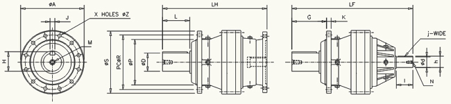 MODEL B201-B904,  FLANGE HOLLOW INPUT, FLANGE FREE INPUT PLANETARY GEARBOX