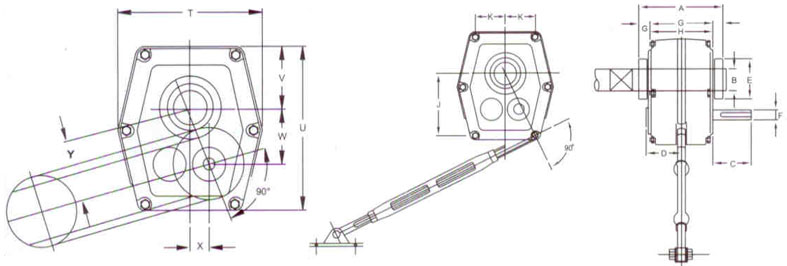 Dimension - Shaft Mounted Speed Reducer Sizes B - H